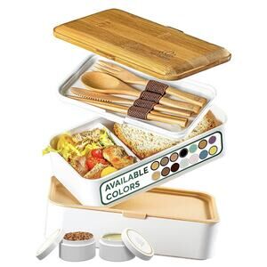 🔥Bento Box Adult Lunch Box + Utensils 40 oz Large All-in-One Meal Prep BNIB🔥